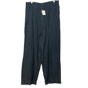 Free People black baggy pants cotton pleated wide leg trouser $128 MSRP size 10